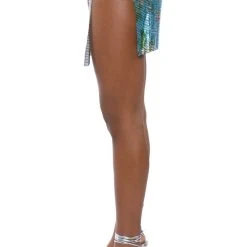 IN THE MOMENT FLORAL CHAINMAIL SKIRT -helmut shop in the moment floral chainmail skirt blue multi 11 11