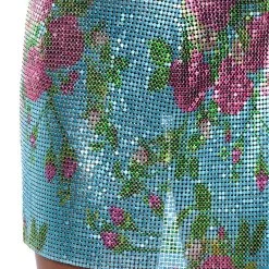IN THE MOMENT FLORAL CHAINMAIL SKIRT -helmut shop in the moment floral chainmail skirt blue multi 13 13