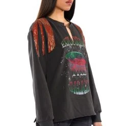 INTERGALACTIC GRAPHIC EMBELLISHED SWEATSHIRT -helmut shop intergalactic graphic embellished sweatshirt charcoal grey 2 2