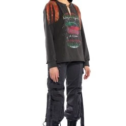 INTERGALACTIC GRAPHIC EMBELLISHED SWEATSHIRT -helmut shop intergalactic graphic embellished sweatshirt charcoal grey 4 4