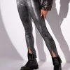 INTO THE NIGHT METALLIC SPLIT HEM PANT -helmut shop into the night metallic split hem pant black silver 1 1