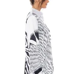 INTO THE NIGHT SATIN BUTTON DOWN WITH FRINGE -helmut shop into the night satin button down with fringe black white 5 5