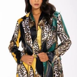 INTO THE WILD SATIN BODYSUIT -helmut shop into the wild satin bodysuit green multi 3 3