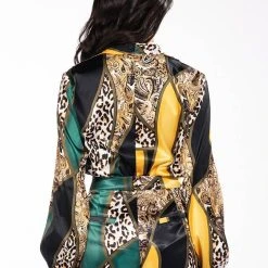 INTO THE WILD SATIN BODYSUIT -helmut shop into the wild satin bodysuit green multi 7 7