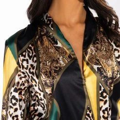 INTO THE WILD SATIN BODYSUIT -helmut shop into the wild satin bodysuit green multi 8 8