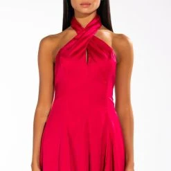 INVITE ONLY SATIN HALTERNECK ROMPER -helmut shop invite only satin halterneck romper fuchsia 3 3