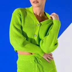 IRREPLACEABLE RHINESTONE BUTTON CARDIGAN -helmut shop irreplaceable rhinestone button cardigan lime 2 2