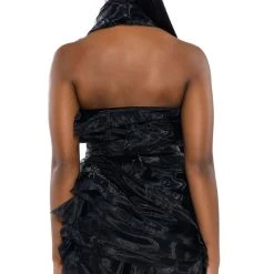 ISADORA BELTED HALTER NECK MINI DRESS -helmut shop isadora belted halter neck mini dress black 7 7 c1