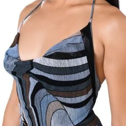 IT GIRL CORSET TIE TOP -helmut shop it girl corset tie top grey multi 7 7