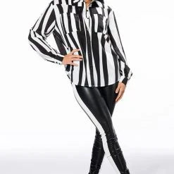 IT WAS ALL AN ILLUSION BUTTON DOWN BLOUSE -helmut shop it was all an illusion button down blouse black white 2 2