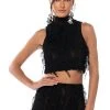 ITS A WRAP MACRAME MESH SLEEVELESS MOCK NECK TOP