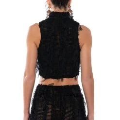 ITS A WRAP MACRAME MESH SLEEVELESS MOCK NECK TOP -helmut shop its a wrap macrame mesh sleeveless mock neck top black 6 6