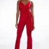 ITS ALL FOR YOU TIE FRONT SLEEVELESS JUMPSUIT -helmut shop its all for you tie front sleeveless jumpsuit red 1 1