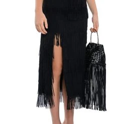 ITS YOUR TIME FRINGE MIDI SKIRT -helmut shop its your time fringe midi skirt black 3 3