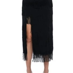 ITS YOUR TIME FRINGE MIDI SKIRT -helmut shop its your time fringe midi skirt black 5 5