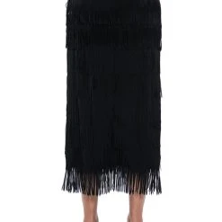 ITS YOUR TIME FRINGE MIDI SKIRT -helmut shop its your time fringe midi skirt black 8 8