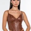 ITTY BITTY PRETTY PU SNATCHED CORSET -helmut shop itty bitty pretty pu snatched corset dark brown 1 1