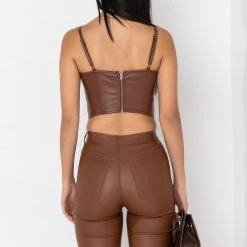 ITTY BITTY PRETTY PU SNATCHED CORSET -helmut shop itty bitty pretty pu snatched corset dark brown 4 4