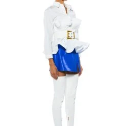 IVY BELTED DETAIL PEPLUM BLOUSE -helmut shop ivy belted detail peplum blouse white 9 9