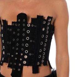 IVY PATCHWORK DENIM CORSET -helmut shop ivy patchwork denim corset black denim 8 8