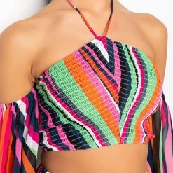 IVY SMOCKED HALTERNECK BLOUSE -helmut shop ivy smocked halterneck blouse multi 11 11