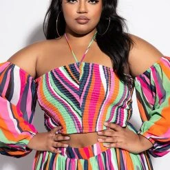 IVY SMOCKED HALTERNECK BLOUSE -helmut shop ivy smocked halterneck blouse multi 3 3