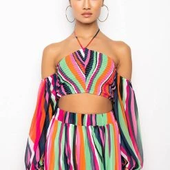 IVY SMOCKED HALTERNECK BLOUSE -helmut shop ivy smocked halterneck blouse multi 8 8