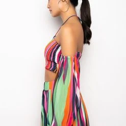 IVY SMOCKED HALTERNECK BLOUSE -helmut shop ivy smocked halterneck blouse multi 9 9