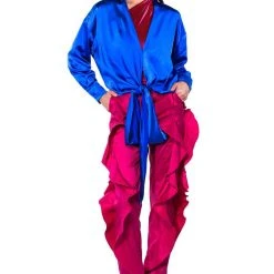 JAN TIE FRONT BLOUSE -helmut shop jan tie front blouse royal blue 7 7