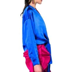 JAN TIE FRONT BLOUSE -helmut shop jan tie front blouse royal blue 8 8