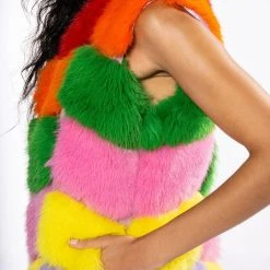 JAYLEY BRAND FAUX FUR RAINBOW VEST -helmut shop jayley brand faux fur rainbow vest multi 7 7