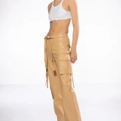 JAZZ FAUX LEATHER JOGGER -helmut shop jazz faux leather jogger beige 3 3 c1 c1 c1 c1 c1