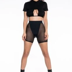 JEUNE POCKET DETAIL CUTOUT CROP TEE -helmut shop jeune pocket detail cutout crop tee black 3 3