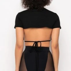 JEUNE POCKET DETAIL CUTOUT CROP TEE -helmut shop jeune pocket detail cutout crop tee black 7 7