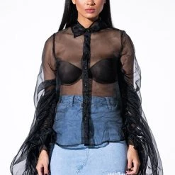 JOYEUX ANNIVERSAIRE SUPER VOLUMINOUS SLEEVE BLOUSE -helmut shop joyeux anniversaire super voluminous sleeve blouse black 10 10 c1