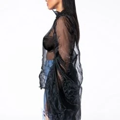 JOYEUX ANNIVERSAIRE SUPER VOLUMINOUS SLEEVE BLOUSE -helmut shop joyeux anniversaire super voluminous sleeve blouse black 11 11