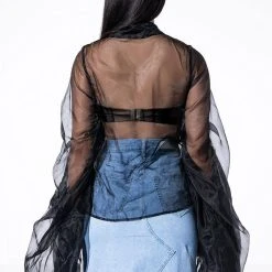 JOYEUX ANNIVERSAIRE SUPER VOLUMINOUS SLEEVE BLOUSE -helmut shop joyeux anniversaire super voluminous sleeve blouse black 12 12