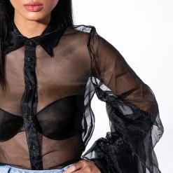 JOYEUX ANNIVERSAIRE SUPER VOLUMINOUS SLEEVE BLOUSE -helmut shop joyeux anniversaire super voluminous sleeve blouse black 13 13