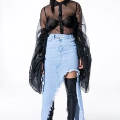 JOYEUX ANNIVERSAIRE SUPER VOLUMINOUS SLEEVE BLOUSE -helmut shop joyeux anniversaire super voluminous sleeve blouse black 14 14