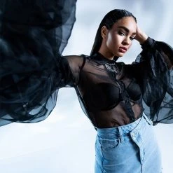 JOYEUX ANNIVERSAIRE SUPER VOLUMINOUS SLEEVE BLOUSE -helmut shop joyeux anniversaire super voluminous sleeve blouse black 3 3 c1