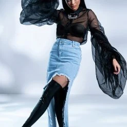 JOYEUX ANNIVERSAIRE SUPER VOLUMINOUS SLEEVE BLOUSE -helmut shop joyeux anniversaire super voluminous sleeve blouse black 7 7 c1