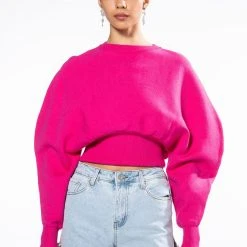 JULIET DOLMAN SLEEVE SWEATER -helmut shop juliet dolman sleeve sweater pink 3 3