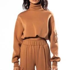 JUST A LOVER SCUBA MOCK NECK SWEATSHIRT -helmut shop just a lover scuba mock neck sweatshirt brown 5 5