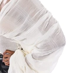 KAHANU FLOWY PLEATED LONG SLEEVE BLOUSE -helmut shop kahanu flowy pleated long sleeve blouse ivory 8 8