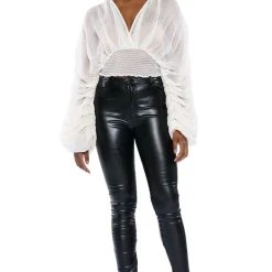 KAHANU FLOWY PLEATED LONG SLEEVE BLOUSE -helmut shop kahanu flowy pleated long sleeve blouse ivory 9 9