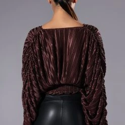 KAHANU FLOWY SATIN BLOUSE -helmut shop kahanu flowy satin blouse dark brown 5 5