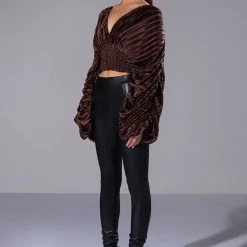 KAHANU FLOWY SATIN BLOUSE -helmut shop kahanu flowy satin blouse dark brown 7 7