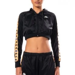 KAPPA CROPPED ZIP FRONT HOODIE -helmut shop kappa cropped zip front hoodie black multi 3 3