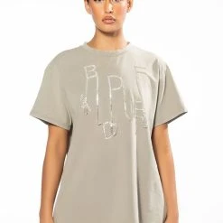 KEEP EM GUESSING RHINESTONE EMBELLISHED TSHIRT -helmut shop keep em guessing rhinestone embellished tshirt light grey 5 5