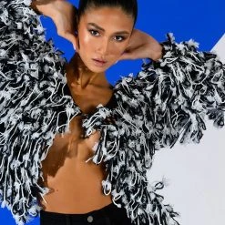 KEEP IT 100 CROPPED SWEATER -helmut shop keep it 100 cropped sweater black white 2 2